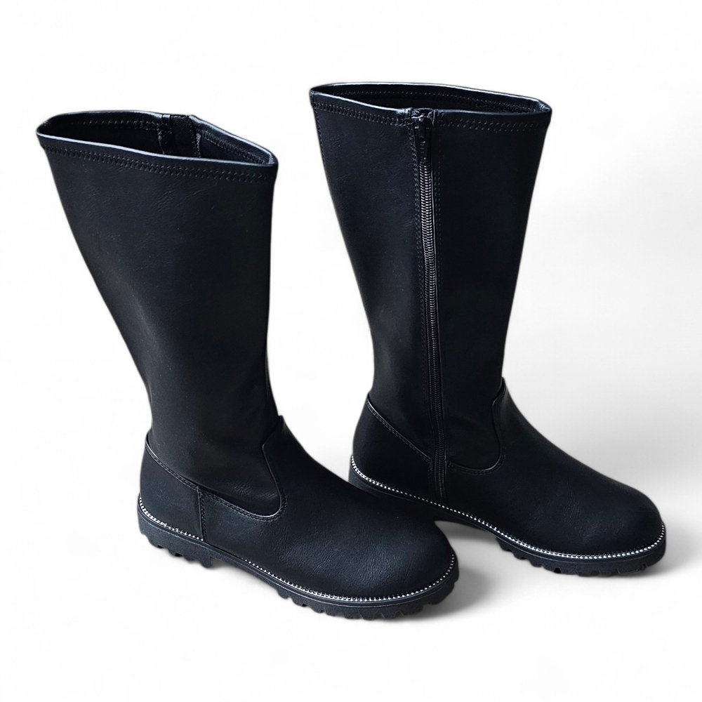 Girls Black Mid-Calf Boots Size 4